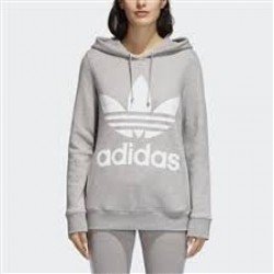 ΓΥΝΑΙΚΕΙΑ ΦΟΥΤΕΡ ADIDAS TREFOIL ΓΚΡΙ ME ΚΟΥΚΟΥΛΑ BIG LOGO
