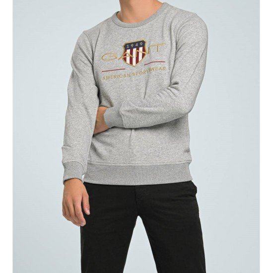 Ανδρικο Φούτερ λαιμοκοψη Gant American Sportwear γκρι