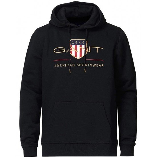 Φουτερ με κουκουλα μαυρο Gant American Sportwear BIG LOGO