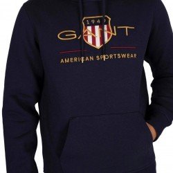 Φουτερ με κουκουλα μπλε σκουρο Gant American Sportwear BIG LOGO