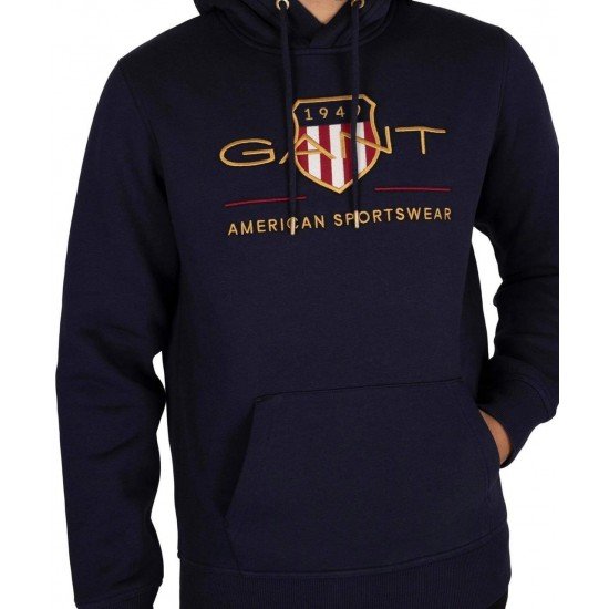 Φουτερ με κουκουλα μπλε σκουρο Gant American Sportwear BIG LOGO