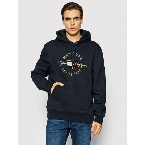 ΑΝΔΡΙΚΟ ΦΟΥΤΕΡ TOMMY HILFIGER NEW YORK MΠΛΕ ΣΚΟΥΡΟ ME ΚΟΥΚΟΥΛΑ BIG LOGO