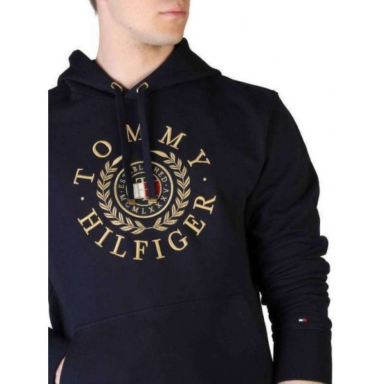 ΑΝΔΡΙΚΟ ΦΟΥΤΕΡ TOMMY HILFIGER ESTABLISHED MΠΛΕ ΣΚΟΥΡΟ ME ΚΟΥΚΟΥΛΑ BIG LOGO