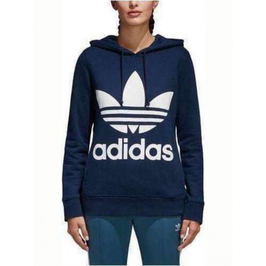 ΓΥΝΑΙΚΕΙΑ ΦΟΥΤΕΡ ADIDAS TREFOIL MΠΛΕ ΣΚΟΥΡΟ ME ΚΟΥΚΟΥΛΑ BIG LOGO